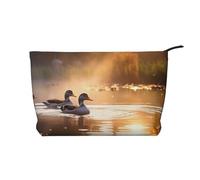 WZYCWB Borsa per cosmetici con stampa di cane pastore, perfetta per viaggi di lavoro e viaggi., Germano reale anatre al tramonto, Taglia unica