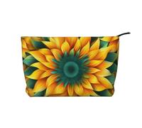 WZYCWB Borsa per cosmetici con stampa di gatto grigio seduto, perfetta per viaggi di lavoro e viaggi., Girasole giallo-verde, Taglia unica