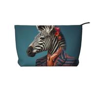 WZYCWB Borsa per cosmetici con stampa di gatto grigio seduto, perfetta per viaggi di lavoro e viaggi., Zebre in costume, Taglia unica