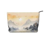WZYCWB Borsa per cosmetici con stampa di pesci rossi, perfetta per viaggi di lavoro e viaggi., Illustrazione Montagna Tramonto, Taglia unica