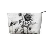 WZYCWB Borsa per cosmetici con stampa di pesci rossi, perfetta per viaggi di lavoro e viaggi., Schizzo Girasole, Taglia unica
