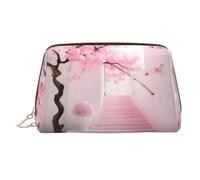 WZYCWB Borsa per cosmetici in pelle con motivo di pesce di scogliera sottomarina, perfetta per il trasporto o l'organizzazione della casa, Scala in fiore di ciliegio rosa, Taglia unica