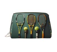 WZYCWB Borsa per cosmetici in pelle con motivo leopardato dagli occhi profondi, perfetta per il trasporto o l'organizzazione della casa, Palline da tennis e racchette, Taglia unica