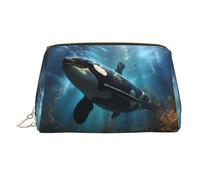 WZYCWB Borsa per cosmetici in pelle con stampa di orche assassine, elegante e portatile, Enormi orche assassine, Taglia unica