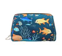 WZYCWB Borsa per cosmetici in pelle stampata con bandiera delle Seychelles, elegante e portatile, Mondo Blu Subacqueo di Pesce, Taglia unica
