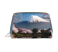 WZYCWB Borsa per cosmetici in pelle stampata con pesci di scogliera sottomarina, elegante e portatile, Mt. Fuji all'inizio della primavera, Taglia unica