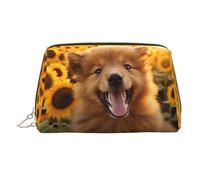 WZYCWB Borsa per cosmetici in pelle stampata con pesci rossi che nuota, elegante e portatile, Barboncino di girasole, Taglia unica