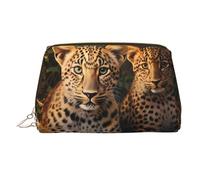 WZYCWB Borsa per cosmetici in pelle stampata con vari conigli, elegante e portatile, Due Fratelli Leopardo, Taglia unica