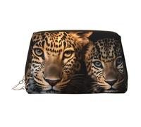 WZYCWB Borsa per cosmetici in pelle stampata con vari conigli, elegante e portatile, Due leopardi coccole insieme, Taglia unica