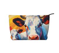 WZYCWB Borsa per cosmetici stampata con graffiti, perfetta per viaggi di lavoro e viaggi., Pittura ad acquerello di due mucche, Taglia unica