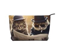 WZYCWB Borsa per cosmetici stampata con piastrelle, perfetta per viaggi di lavoro e viaggi., I due gatti fantastici., Taglia unica
