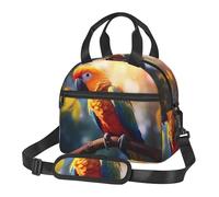 WZYCWB Borsa per il pranzo con pappagallo su un ramo, piccola borsa termica adatta per pendolarismo può contenere un portapranzo