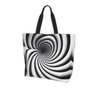 WZYCWB Borsa per la spesa riutilizzabile monospalla, illusione ottica a spirale gif donna monospalla borsa tote casual, borsa multiuso grande, nera, taglia unica