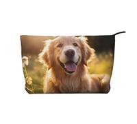 WZYCWB Borsa portaoggetti per articoli da toeletta con motivo cervo tinta unita, essenziale per organizzare cosmetici e prodotti per la cura della pelle., Golden Retriever sorridente, Taglia unica