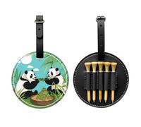 WZYCWB Borsa portaoggetti per tee da golf con stampa speciale con due graziosi panda grandi, design portatile con fibbia da appendere, Nero , Taglia unica, Valigia