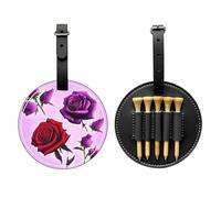 WZYCWB Borsa portaoggetti per tee da golf con stampa speciale di rose rosse e viola, design portatile con fibbia da appendere, Nero , Taglia unica, Valigia