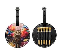 WZYCWB Borsa portaoggetti per tee da golf con stampa speciale gattini nei fiori, design con fibbia portatile da appendere, Nero , Taglia unica, Valigia