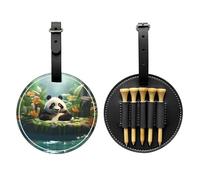WZYCWB Borsa portaoggetti per tee da golf con stampa speciale Panda in The Pool - Design portatile con fibbia da appendere, Nero , Taglia unica, Valigia