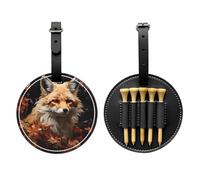 WZYCWB Borsa portaoggetti per tee da golf con stampa speciale volpe e fiori, design portatile con fibbia da appendere, Nero , Taglia unica, Valigia