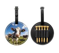 WZYCWB Borsa portaoggetti per tee da golf stampata con mucca da latte, design portatile con fibbia da appendere