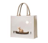 WZYCWB Borsa tote in tela tridimensionale stampata con gattino che guarda le stelle, adatta per viaggi, lavoro, fitness, campeggio e trasporto in spiaggia