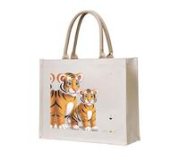 WZYCWB Borsa tote in tela tridimensionale stampata con tigre carina adatta per viaggi, lavoro, fitness, campeggio e trasporto in spiaggia