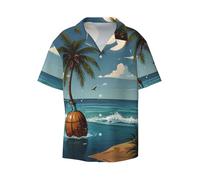 WZYCWB Bottle Coconut Tree - Camicia da uomo a maniche corte con stampa, stile casual, con bottoni, taglie S-4XL, nero, XL