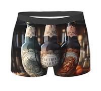 WZYCWB Boxer da uomo con 3 bottiglie di birra stampati, traspiranti e ad asciugatura rapida, multiplo (S-XXL), nero, Large