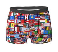 WZYCWB Boxer da uomo con bandiere varie - Boxer comodi e traspiranti, nero, Medium
