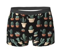 WZYCWB Boxer da uomo con cactus in vaso (S-XXL) - tessuto elastico leggero, traspirante, assorbe il sudore, free stretch, nero, XX-Large