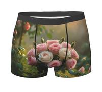 WZYCWB Boxer da uomo con fiore rosa rosa (S-XXL) - tessuto elastico leggero, traspirante, assorbe il sudore, free stretch, Nero, S