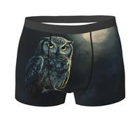WZYCWB Boxer da uomo con gufo al chiaro di luna (S-XXL) - tessuto elastico leggero, traspirante, assorbe il sudore, free stretch, nero, Medium