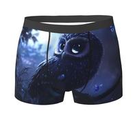 WZYCWB Boxer da uomo con gufo di notte (S-XXL) - tessuto elastico leggero, traspirante, assorbe il sudore, free stretch, nero, XX-Large