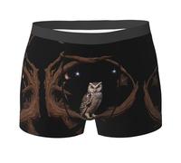 WZYCWB Boxer da uomo con gufo sotto il cielo stellato (S-XXL) - tessuto elastico leggero, traspirante, assorbe il sudore, free stretch, nero, Large