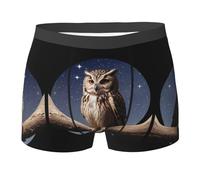 WZYCWB Boxer da uomo con gufo sotto la luna (S-XXL) - tessuto elastico leggero, traspirante, assorbe il sudore, free stretch, nero, X-Large