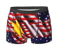 WZYCWB Boxer da uomo con motivo bandiera nazionale (S-XXL) - tessuto elastico leggero, traspirante, assorbe il sudore, free stretch, Nero, S