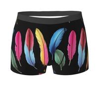 WZYCWB Boxer da uomo con piume di pappagallo tropicale (S-XXL) - tessuto elastico leggero, traspirante, assorbe il sudore, free stretch, nero, Large