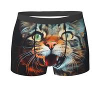 WZYCWB Boxer da uomo con stampa gatto a bocca aperta - slip traspiranti e ad asciugatura rapida, multiplo (S-XXL), Nero, L