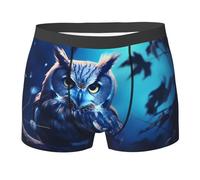 WZYCWB Boxer da uomo con stampa gufo in luna - slip traspiranti e ad asciugatura rapida, multiplo (S-XXL), Nero, XL