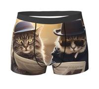 WZYCWB Boxer da uomo I due gatti freschi con stampa, comodi e traspiranti, morbidi ed elastici, nero, Large