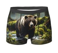 WZYCWB Brown Bear Pounce Boxer da uomo con stampa - slip traspiranti e ad asciugatura rapida, multiplo (S-XXL), Nero, L