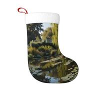 WZYCWB Calze natalizie con motivo Monet's Garden: perfette per caminetti, scale o comodini, creando un'atmosfera festiva.