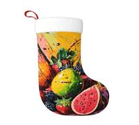 WZYCWB Calze natalizie strutturali con motivo a mucchio di frutta: perfette per caminetti, scale o comodini, creando un'atmosfera festiva.