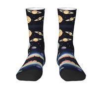 WZYCWB Calzini elasticizzati a metà polpaccio con stampa di Saturn Jupiter Earth, progettati specificamente per la corsa, eleganti e traspiranti per l'allenamento.