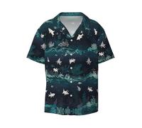WZYCWB Camicia a maniche corte da uomo, casual, con bottoni, per vacanze, spiaggia, Nero, XL