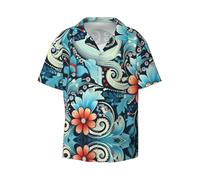 WZYCWB Camicia a maniche corte stampata con motivi decorativi retrò, elegante e casual, adatta per il lavoro, taglie S-4XL, Nero, 3XL