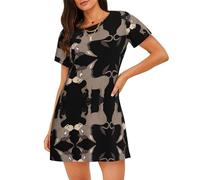 WZYCWB Camicia da notte da donna a maniche corte con stampa asino dei cartoni animati, perfetta per un abbigliamento rilassato in casa, Nero , S