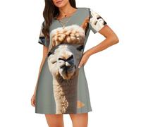 WZYCWB Camicia da notte da donna a maniche corte con stampa avatar alpaca perfetta per un abbigliamento domestico rilassato, Nero , 3XL