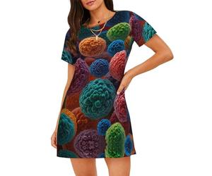 WZYCWB Camicia da notte da donna a maniche corte con stampa colorata con corpi cellulari, perfetta per un abbigliamento rilassato in casa, Nero , 3XL