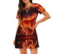 WZYCWB Camicia da notte da donna a maniche corte con stampa di cavalli animali, perfetta per un abbigliamento rilassato in casa, Nero , XL